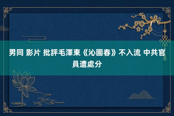 男同 影片 批評毛澤東《沁園春》不入流 中共官員遭處分