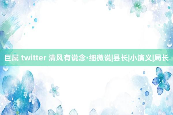 巨屌 twitter 清风有说念·细微说|县长|小演义|局长