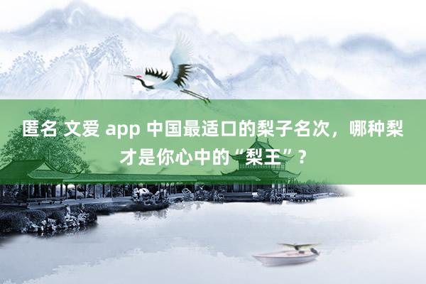 匿名 文爱 app 中国最适口的梨子名次，哪种梨才是你心中的“梨王”？
